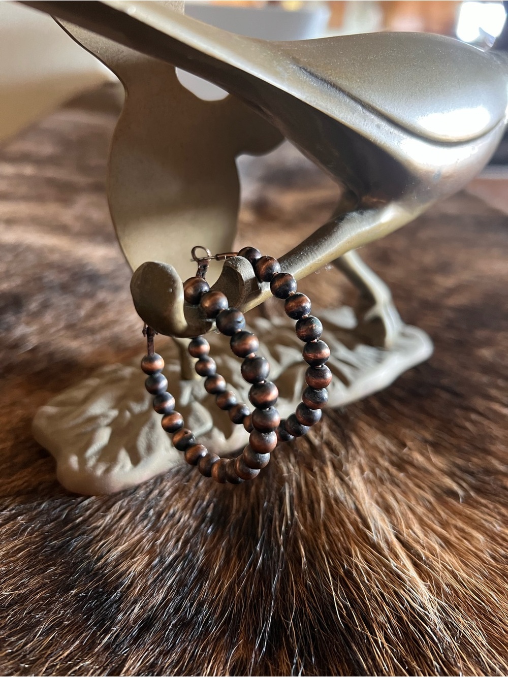 Copper Beaded Hoop Earrings